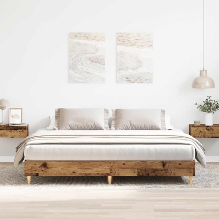 Cadre de lit sans matelas vieux bois 160x200 cm bois ingénierie 