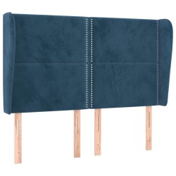 Tête de lit avec oreilles Bleu foncé 147x23x118/128 cm Velours 