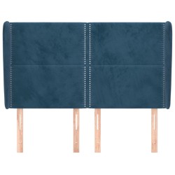 Tête de lit avec oreilles Bleu foncé 147x23x118/128 cm Velours 