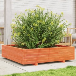 Jardinière cire marron 100x100x26,5 cm bois de pin massif 