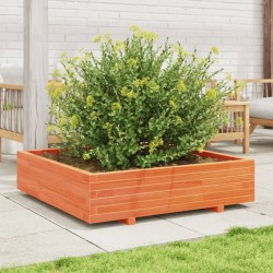 Jardinière cire marron 100x100x26,5 cm bois de pin massif 