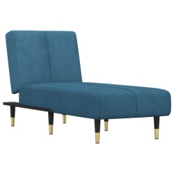 Chaise longue bleu velours 