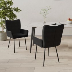 Chaises à manger lot de 2 Noir Velours 