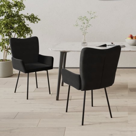 Chaises à manger lot de 2 Noir Velours 