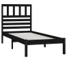 Cadre de lit sans matelas noir 75x190 cm bois de pin massif 