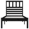Cadre de lit sans matelas noir 75x190 cm bois de pin massif 