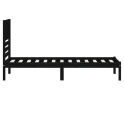 Cadre de lit sans matelas noir 75x190 cm bois de pin massif 