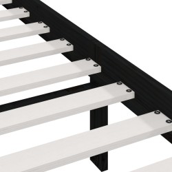 Cadre de lit sans matelas noir 75x190 cm bois de pin massif 