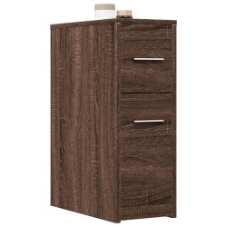 Armoire de salle de bain étroite avec roulettes chêne marron 
