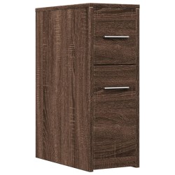 Armoire de salle de bain étroite avec roulettes chêne marron 