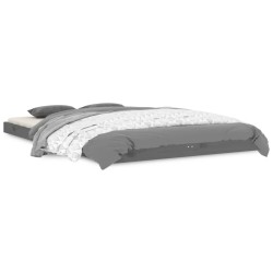Cadre de lit sans matelas gris 120x190 cm bois de pin massif 
