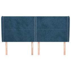 Tête de lit avec oreilles Bleu foncé 183x23x118/128 cm Velours 