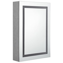Armoire de salle de bain à miroir LED gris béton 50x13x70 cm 