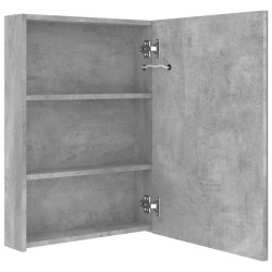 Armoire de salle de bain à miroir LED gris béton 50x13x70 cm 