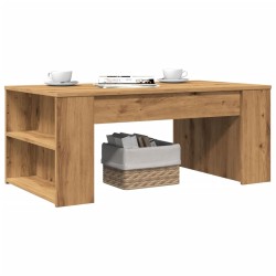 Table basse chêne artisanal 102x55x42 cm bois d'ingénierie 
