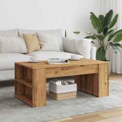 Table basse chêne artisanal 102x55x42 cm bois d'ingénierie 