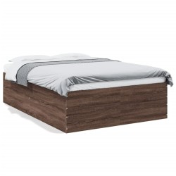 Cadre de lit sans matelas chêne marron 135x190 cm 