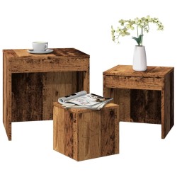Tables gigognes 3 pcs vieux bois bois d'ingénierie 