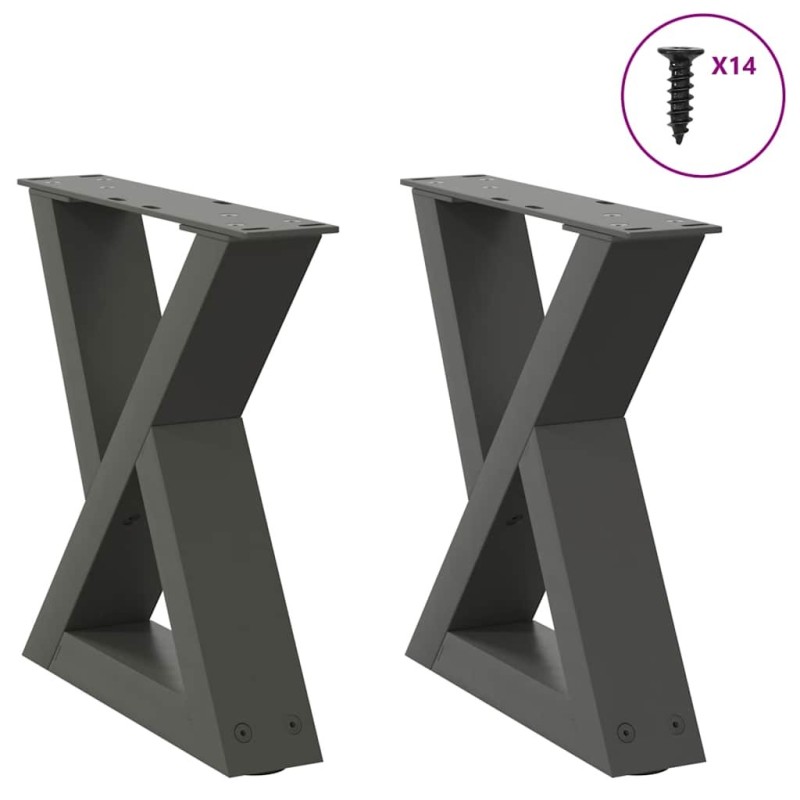 Pieds de table basse 2 pièces Anthracite 40 x (30-31,3) cm Acier 