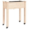 Jardinière sur roues avec doublure 71x37x80 cm bois de sapin 