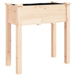 Jardinière sur roues avec doublure 71x37x80 cm bois de sapin 