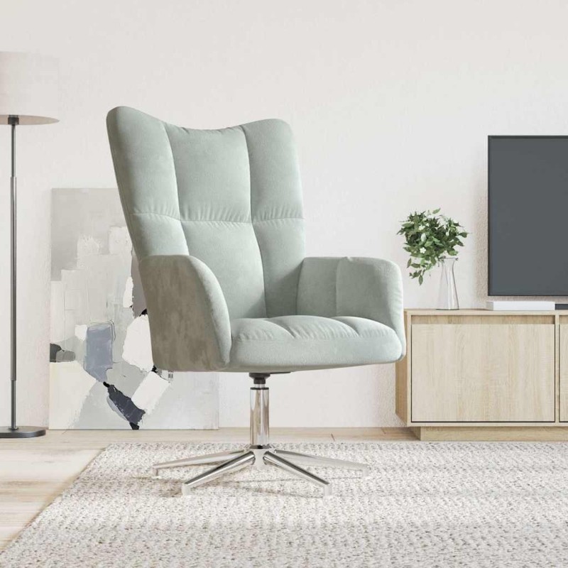 Chaise de relaxation Gris clair Velours Chaise de relaxation Gris clair Velours