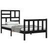 Cadre de lit sans matelas noir 100x200 cm bois massif de pin 