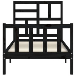 Cadre de lit sans matelas noir 100x200 cm bois massif de pin 