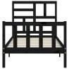 Cadre de lit sans matelas noir 100x200 cm bois massif de pin 