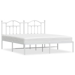 Cadre de lit métal sans matelas et tête de lit blanc 180x200 cm 