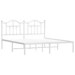 Cadre de lit métal sans matelas et tête de lit blanc 180x200 cm 