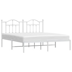 Cadre de lit métal sans matelas et tête de lit blanc 180x200 cm 