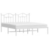 Cadre de lit métal sans matelas et tête de lit blanc 180x200 cm 