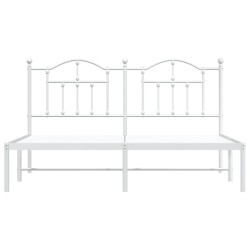 Cadre de lit métal sans matelas et tête de lit blanc 180x200 cm 