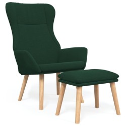 Chaise de relaxation avec repose-pied Vert foncé Tissu 