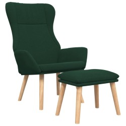 Chaise de relaxation avec repose-pied Vert foncé Tissu 