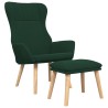 Chaise de relaxation avec repose-pied Vert foncé Tissu 