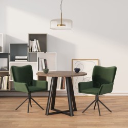 Chaises pivotantes à manger lot de 2 Vert foncé Velours 