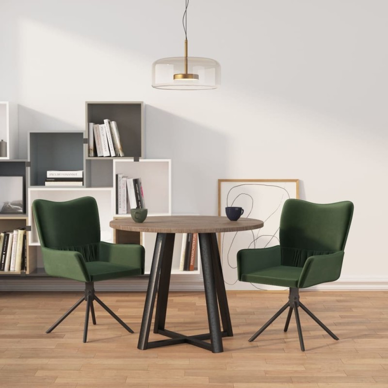 Chaises pivotantes à manger lot de 2 Vert foncé Velours 