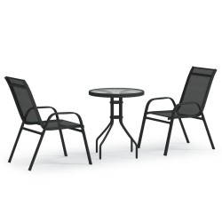 Ensemble de bistro de jardin 3 pcs Noir 