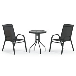Ensemble de bistro de jardin 3 pcs Noir 