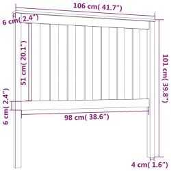 Tête de lit Blanc 106x6x101 cm Bois massif de pin 