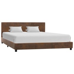 Cadre de lit sans matelas marron similicuir daim 120x200 cm 