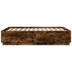 Cadre de lit sans matelas chêne fumé 135x190 cm 