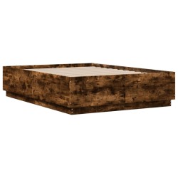 Cadre de lit sans matelas chêne fumé 135x190 cm 