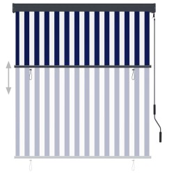 Store roulant d'extérieur 140x250 cm Bleu et blanc 