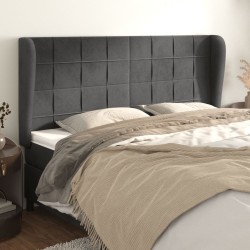 Tête de lit avec oreilles Gris foncé 163x23x118/128 cm Velours 