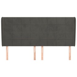 Tête de lit avec oreilles Gris foncé 163x23x118/128 cm Velours 