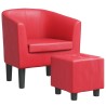 Fauteuil avec repose-pied rouge similicuir 