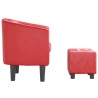 Fauteuil avec repose-pied rouge similicuir 